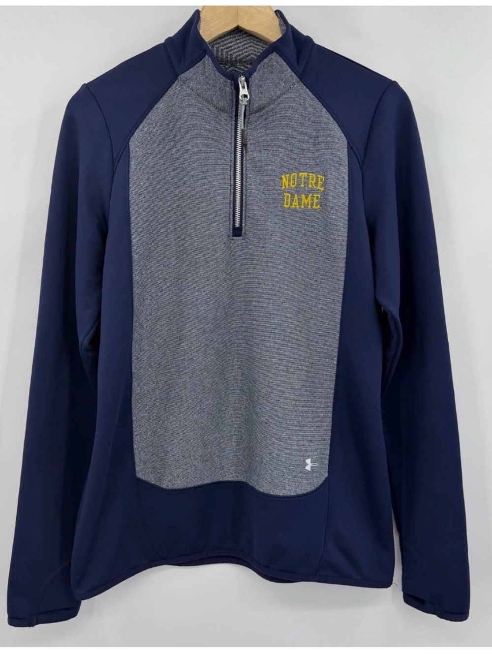 Under Armour Navy and Gray Notre Dame Quarter-Zip Pullover
